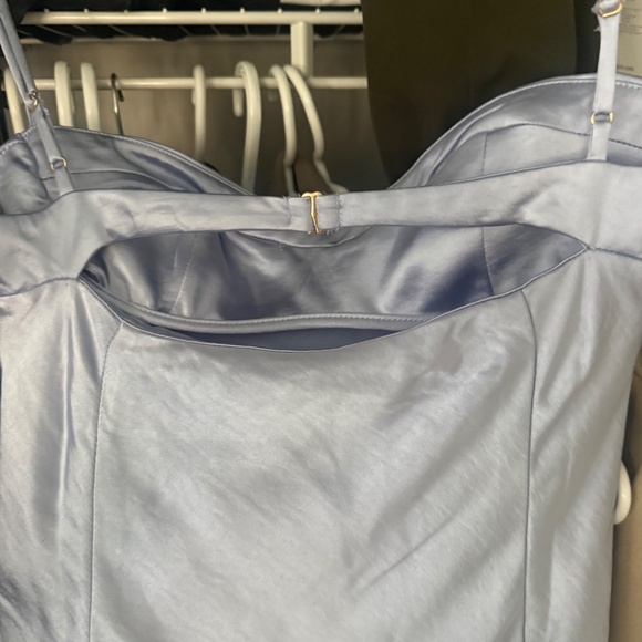 Oh Polly dress 	 SATIN SOFT CUP A-LINE MINI DRESS IN PERIWINKLE - Picture 5 of 5